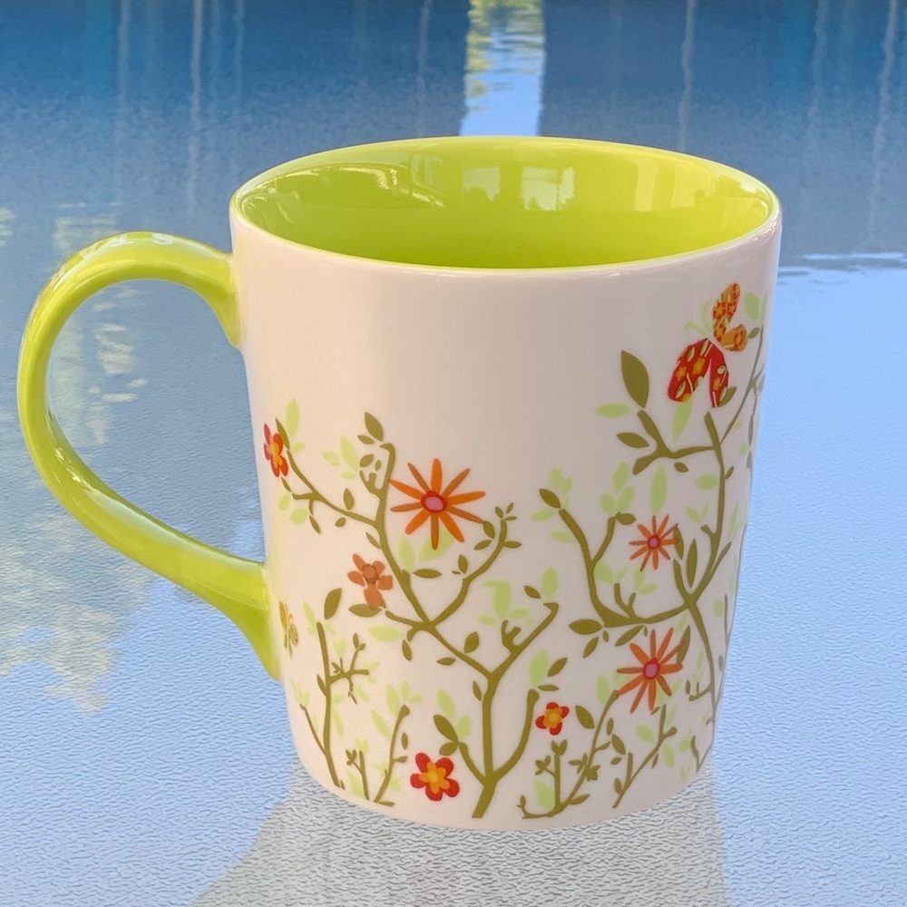 Starbucks 2007 Butterfly Floral 12 Fl. Oz. Ceramic Mug